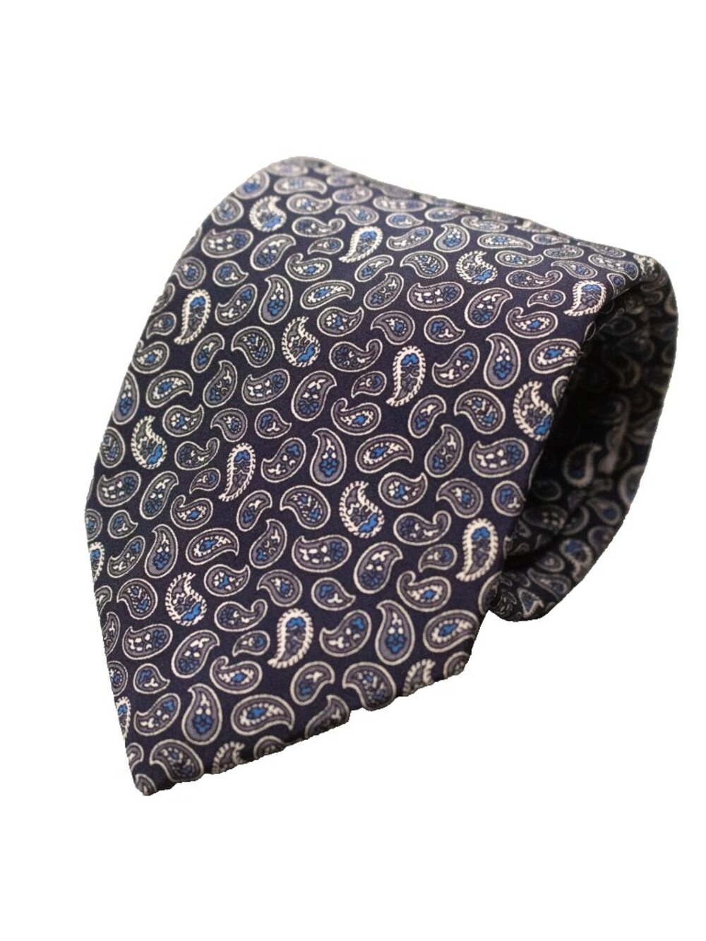 Vintage Burrows Tie 100% Silk Paisley Pattern Blue Canada Satin 3"